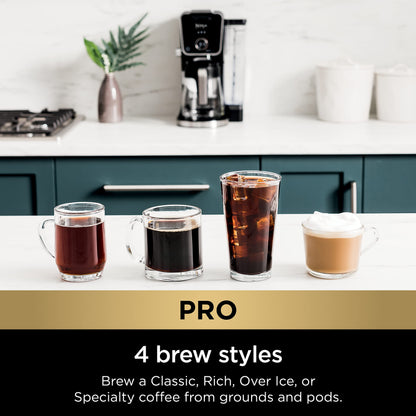 Ninja CFP307 DualBrew Pro Specialty Coffee System, Single-Serve, Compatible with K-Cups & 12-Cup Drip Coffee Maker, with Permanent Filter Black