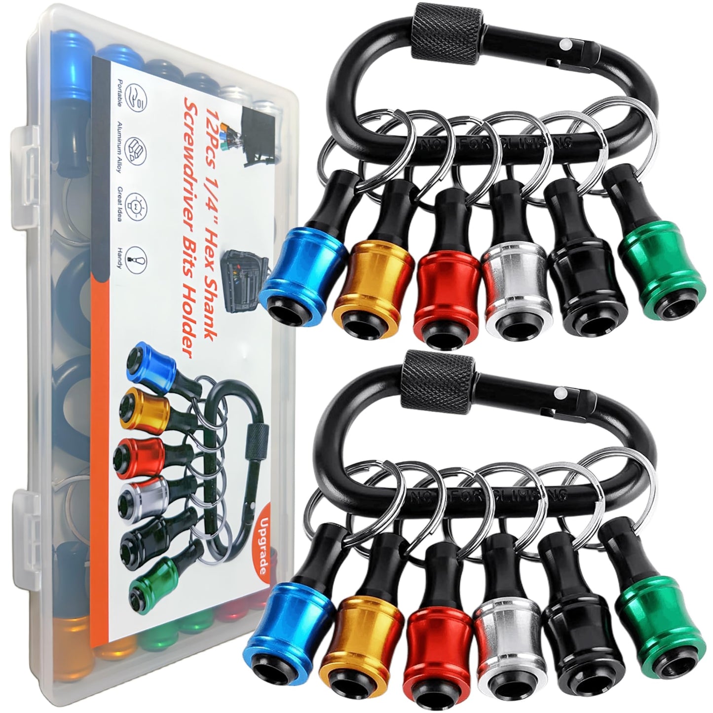 12PCS Bit Holders 1/4 Socket, Hex Shank Screwdriver Bit Holder for Impact Driver Drill Bit Keychain Extension Bar Quick Release Easy Change, Screwdriver Bit Holders for Tools & Home Improvement Gift