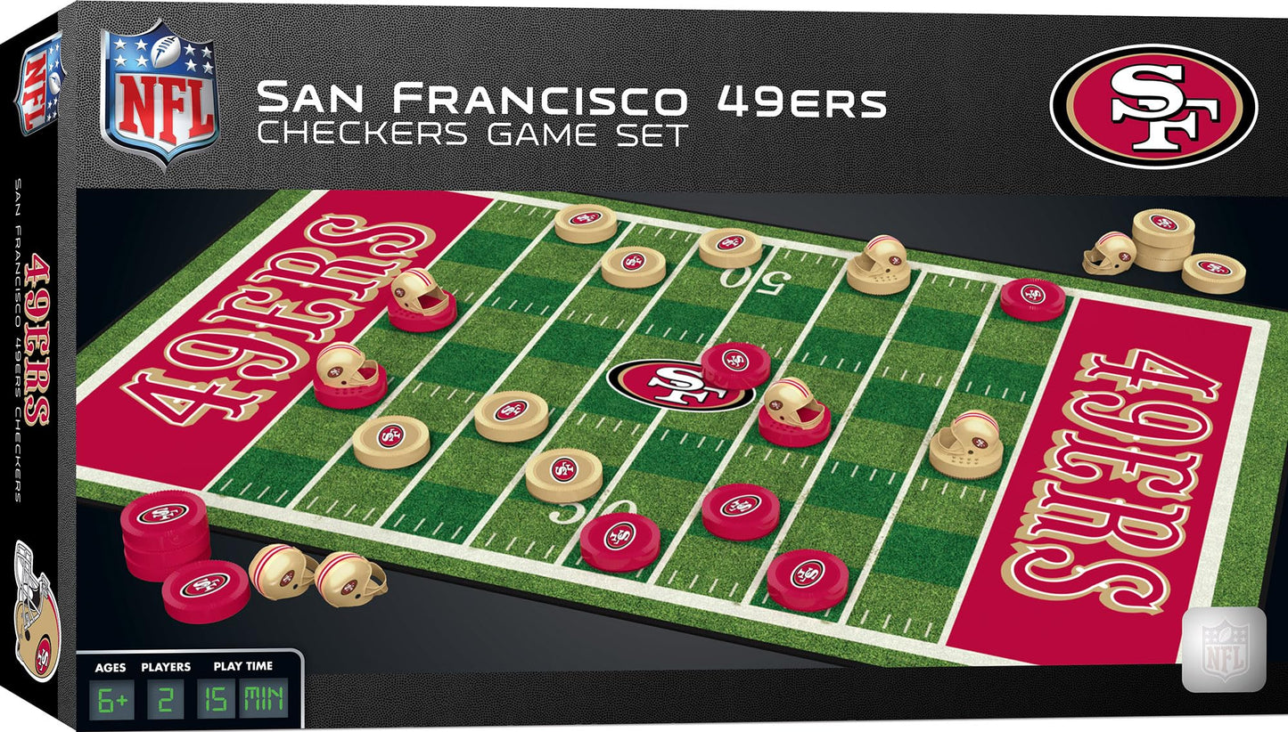 MasterPieces Family Game - NFL San Francisco 49ers Checkers - Officially Licensed Board Game for Kids & Adults, 13" x 21"