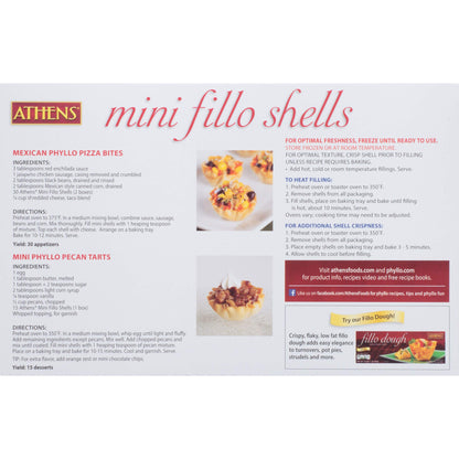 Athens Foods Mini Fillo Dough Shells 15 Per Box (3 Boxes)