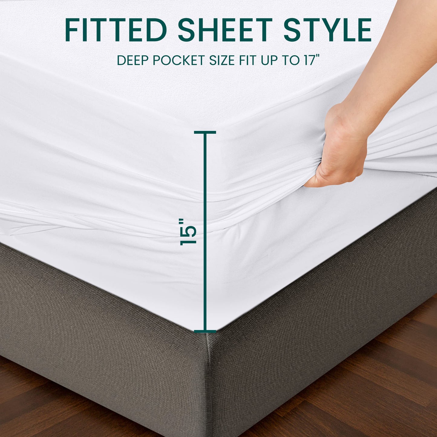 Utopia Bedding Waterproof Mattress Protector Twin Size, Viscose Made from Bamboo Mattress Cover, Breathable, Fitted Style with Stretchable Pockets (White)