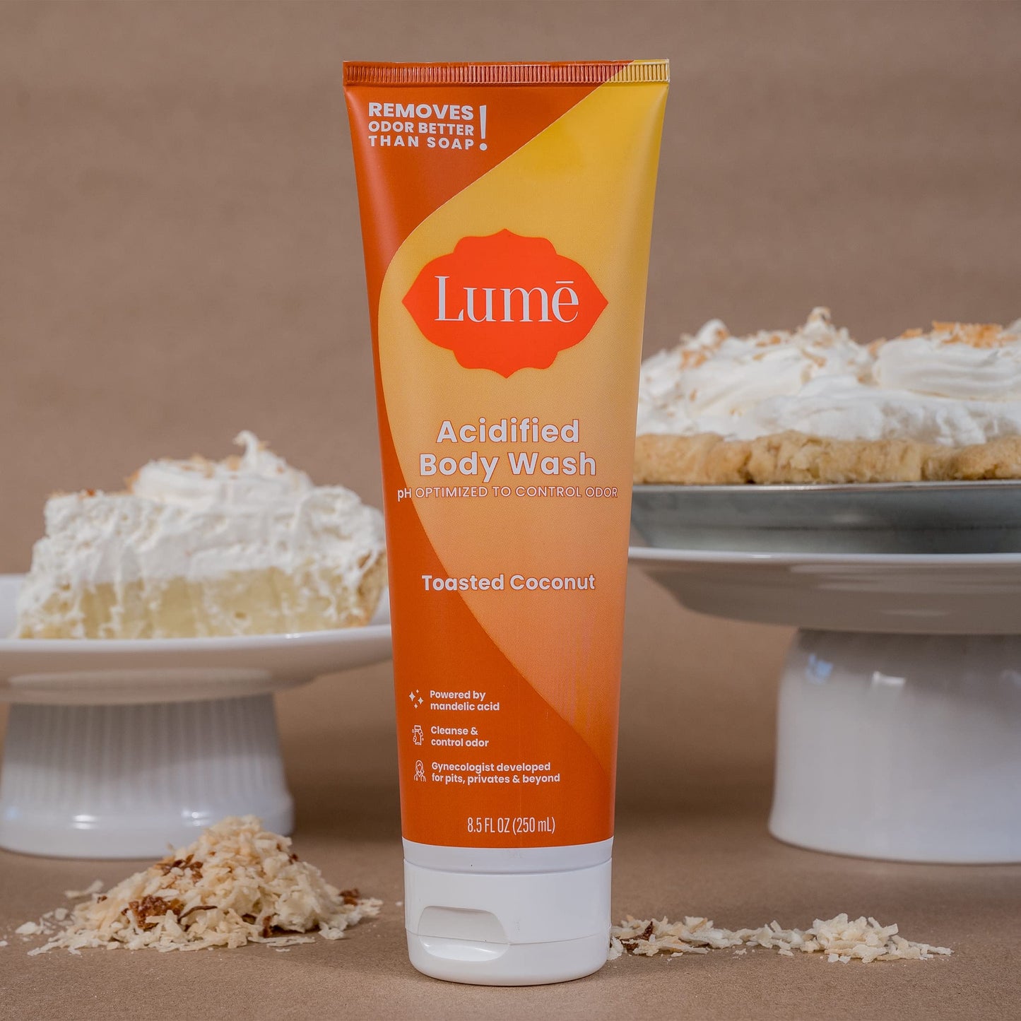 Lume Acidified Body Wash - 24 Hour Odor Control - Removes Odor Better than Soap - Moisturizing Formula - SLS Free, Paraben Free - Safe For Sensitive Skin - 8.5 ounce (Toasted Coconut)