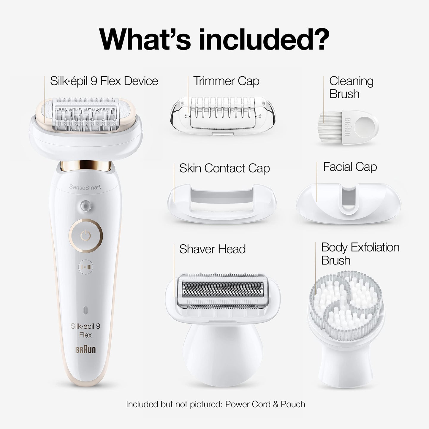 Braun Epilator Silk-épil 9 9-030 with Flexible Head, Facial Hair Removal for Women and Men, Hair Removal Device, Shaver & Trimmer, Cordless, Rechargeable, Wet & Dry, Beauty Kit with Body Massage Pad