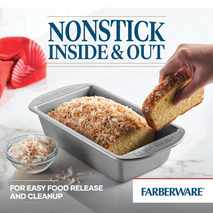 Farberware Bakeware Meatloaf/Nonstick Baking Loaf Pan Set, Two 9-Inch x 5-Inch, Gray