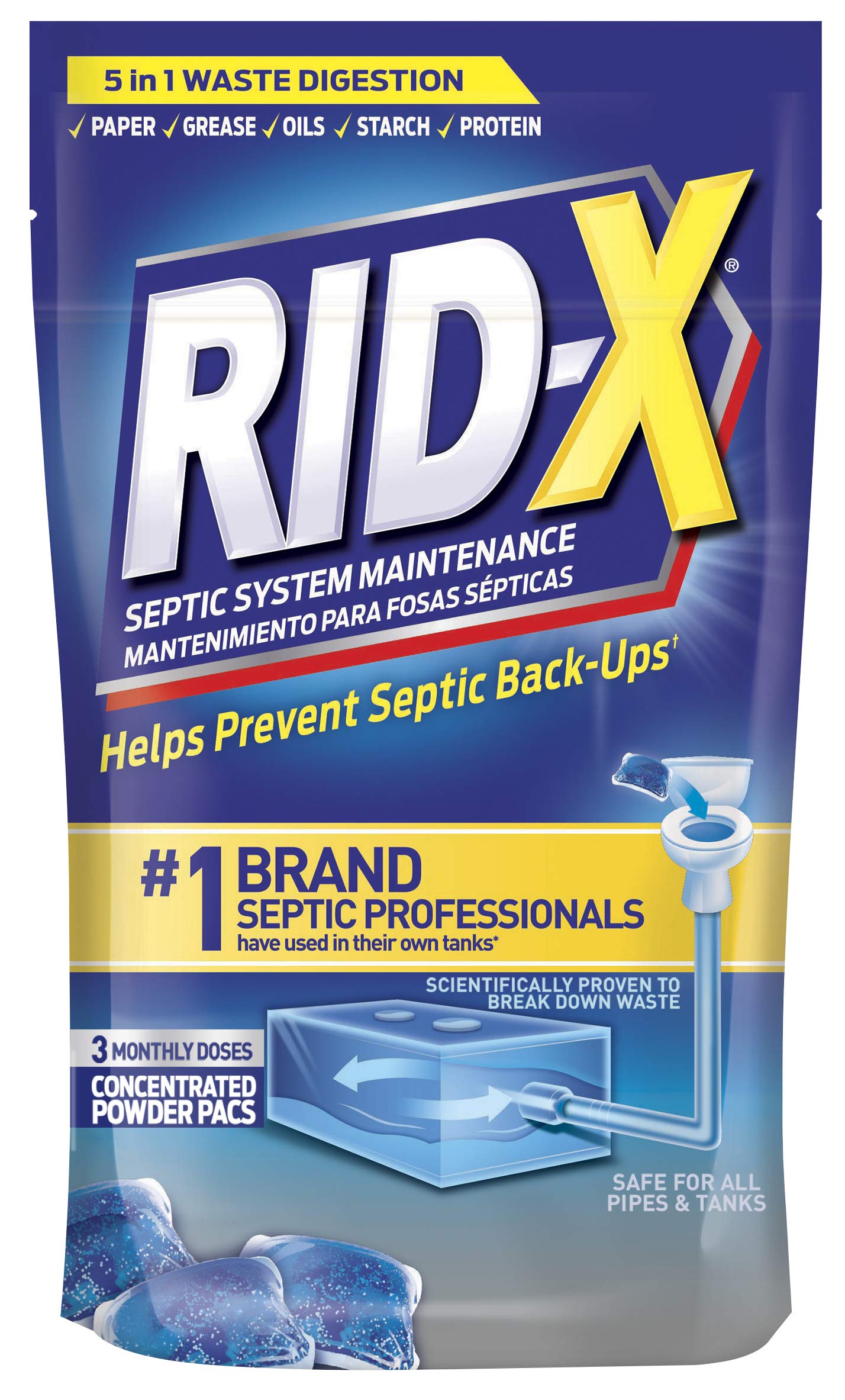 Rid-X Septic System Treatment 3-Monthly Supply Dual Action Septi-Pacs - 3.2 oz