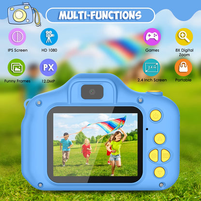 Desuccus Kids Camera Toys Christmas Birthday Gifts for Boys and Girls Kids Toys 3-9 Year Old HD Digital Video Camera for Toddler 5 Puzzle Games with 32GB SD Card (Blue)