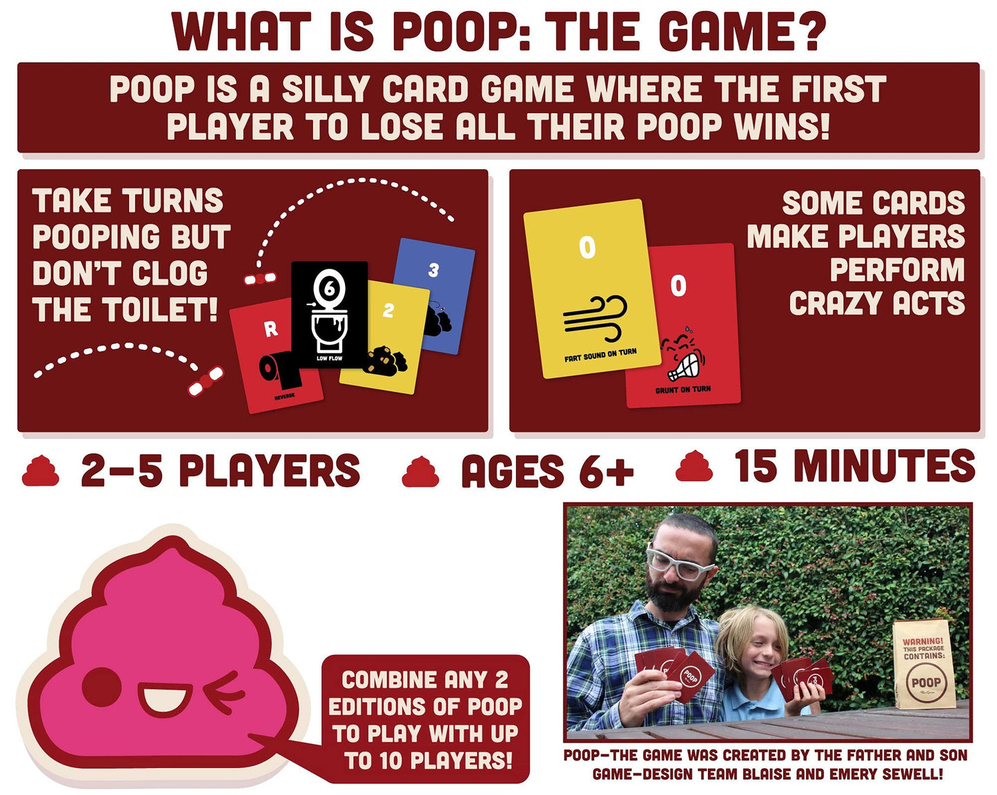 Breaking Games Poop The Game - Hilarious and Family-Friendly Card Game for Kids Ages 6 and Up - Perfect for Game Night and Parties - 2-5 Players