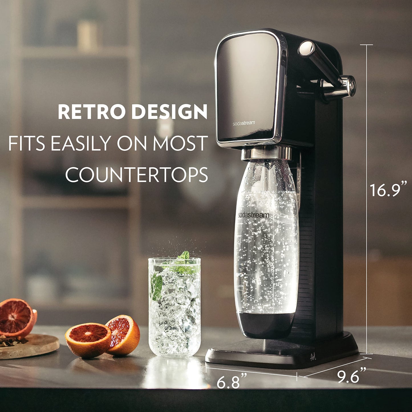 SodaStream Art Sparkling Water Maker Bundle (Black), with CO2, DWS Bottles, and Bubly Drops Flavors