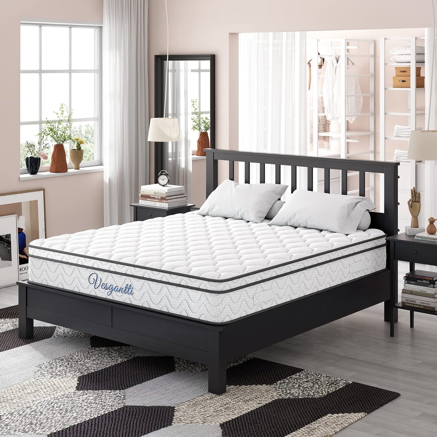 Vesgantti Full Size Mattress, 10 Inch Hybrid Full Mattress in a Box, Double Mattress with Memory Foam and Pocket Spring, Ergonomic Design & Pressure Relief, Medium Firm Feel, 54"*75"*10"