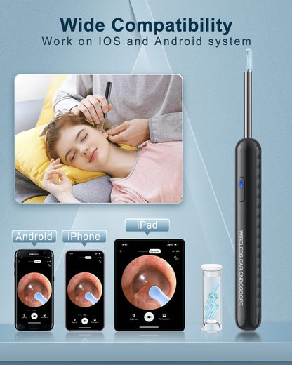 Ear Wax Removal, Ear Cleaner Camera with 1080P, Ear Cleaning Kit with 6 Ear Pick, Ear Camera for iPhone, iPad, Android Phones, with 8 Pcs Ear Set