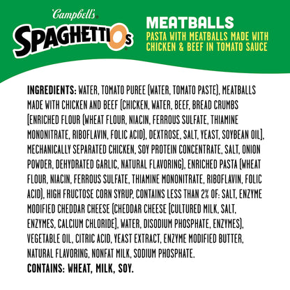 SpaghettiOs Canned Pasta with Meatballs, 15.6 oz Can (Pack of 12)