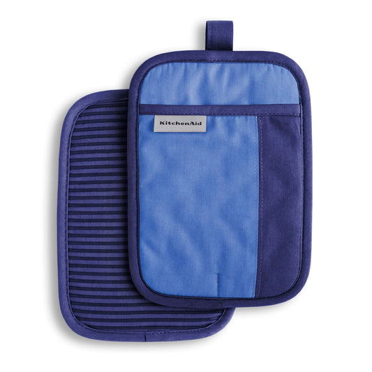 KitchenAid Beacon Two-Tone Non-Slip Pot Holder Set, Blue Corn/Cobalt, 7"x10", 2 Piece