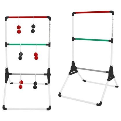  Foldable Ladder Toss Game, Red, Green and Black