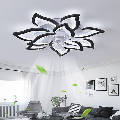 27.2" Smart Ceiling Fan with Lights Remote APP Control, Modern Flush Mount Bladeless Ceiling Fan, 3 Color 6 Speeds Low Profile Ceiling Fan with Light for Bedroom Living Room Kitchen - White