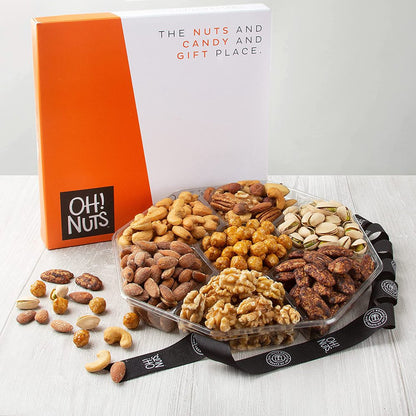 Oh! Nuts Gourmet Gift Box with 7 Variety Roasted Salted Nuts Healthy Snacks, 1.8 lb