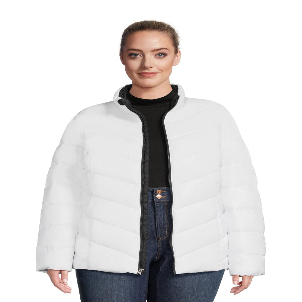 Time and Tru Women's Plus Chevron Midweight Puffer Jacket, Sizes XS-3X