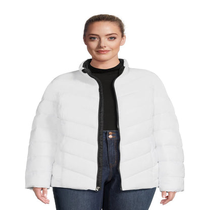 Time and Tru Women's Chevron Midweight Puffer Jacket, Sizes XS-3X