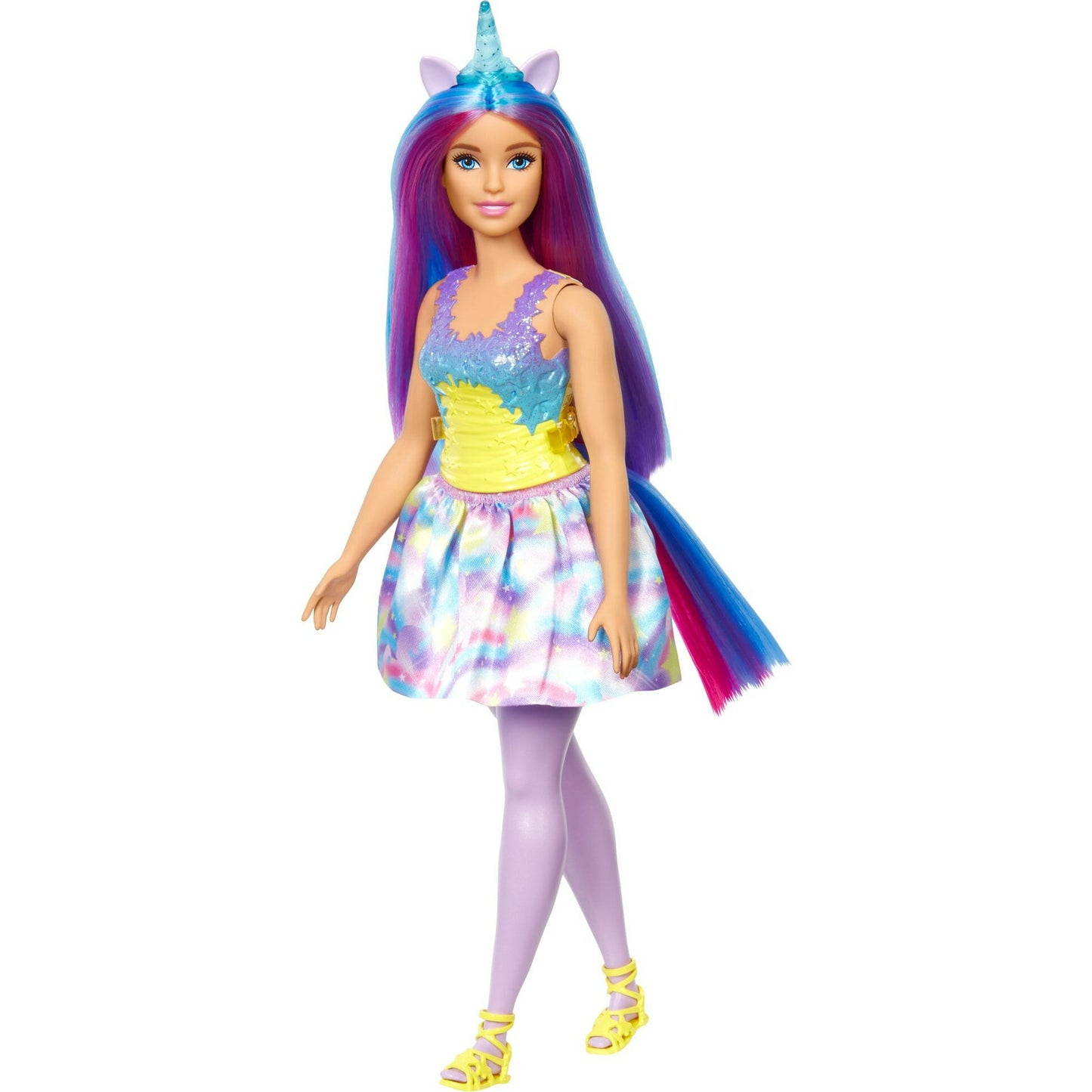 Barbie Dreamtopia Unicorn Doll with Headband & Tail, Purple Hair & Rainbow Skirt