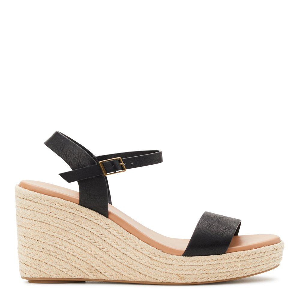 ELOQUII Elements Women's Wide Width Raffia Wedge Sandals