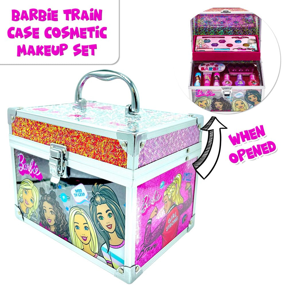 Barbie - Townley Girl Kids' Makeup Set With Train Case for Ages 3+