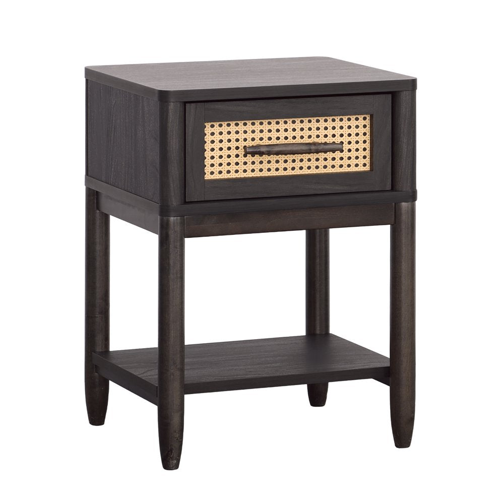 Better Homes & Gardens Springwood Caning Night Stand, Charcoal Finish