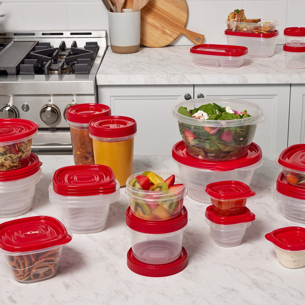 Rubbermaid TakeAlongs 40 Piece Food Storage Set, Red, Total of 12.6 Qts