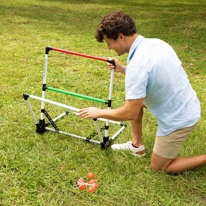  Foldable Ladder Toss Game, Red, Green and Black