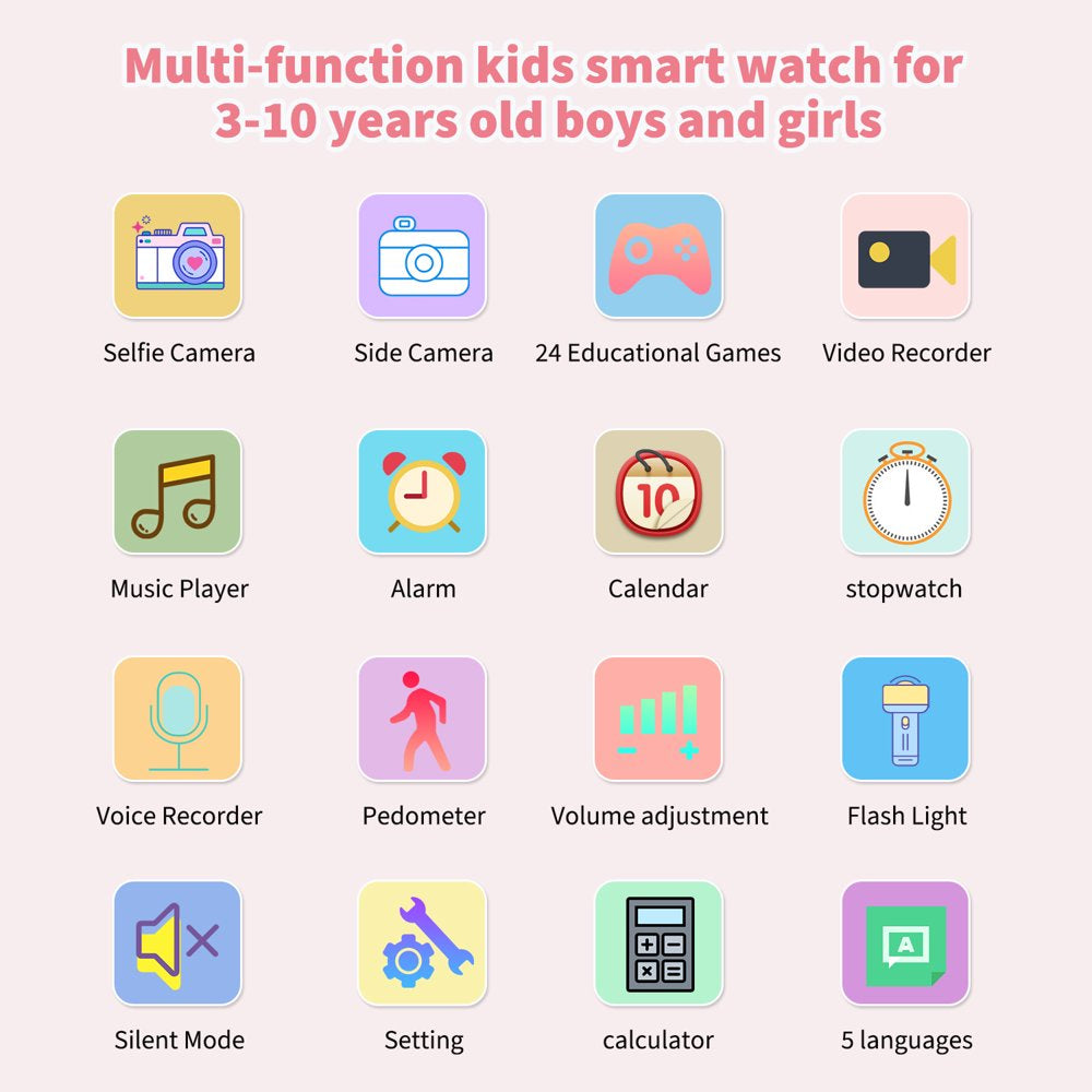 Smart Watch for Kids-Kids Smart Watch with 24 Games Pedometer Toddler Watch with Dual Camera,Electronics Educational Toys for Ages 4-12