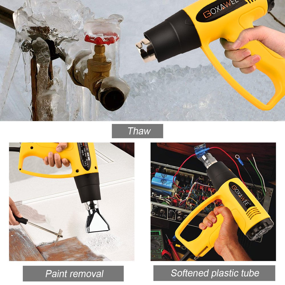 2000W Corded Heat Gun, 140℉~1112℉ Fast Heating, with 4 Nozzles, for Shrinking PVC, Stripping Paint