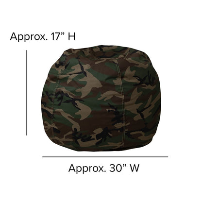 Emma + Oliver Small Camouflage Refillable Bean Bag Chair for Kids and Teens