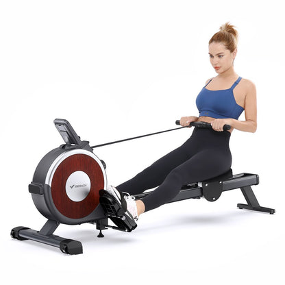 Magnetic Rowing Machine Quiet 16 Levels of Resistance Bluetooth Black Rower for Home Workout