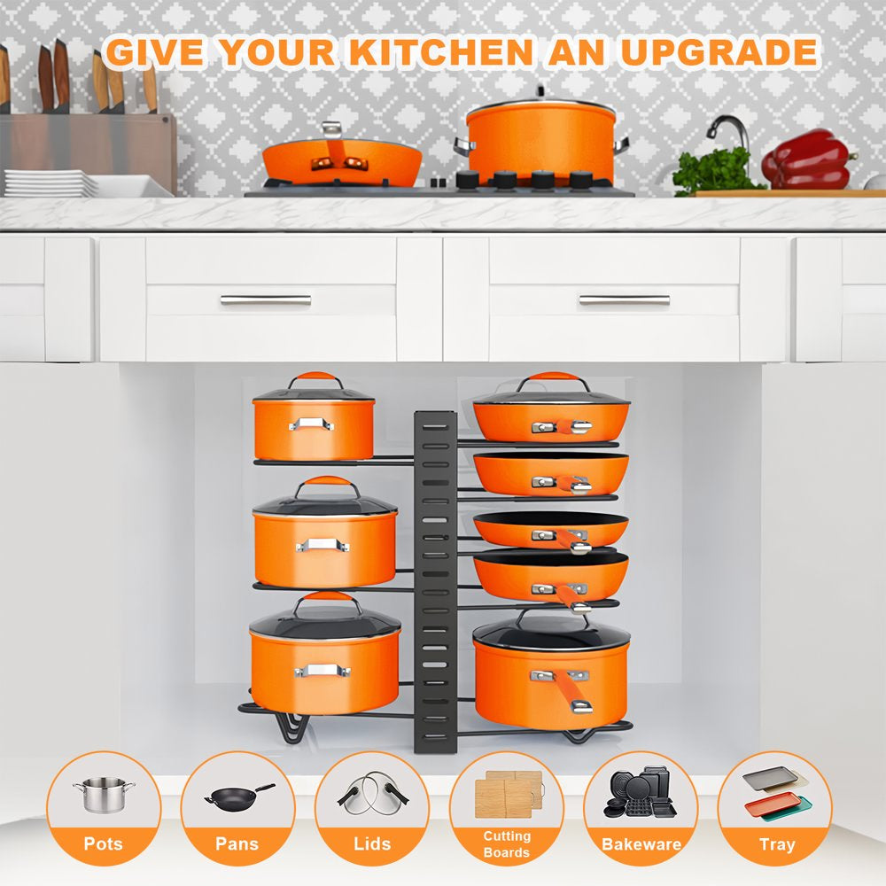 Werseon Pot Rack Organizers 8 Tiers Pots and Pans Organizer Kitchen Cabinet Storage Metal Holders