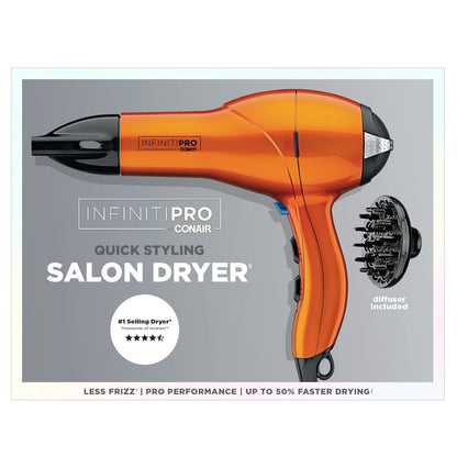 InfinitiPRO by Conair Ionic Ceramic Hair Dryers, Orange with Concentrator and Diffuser