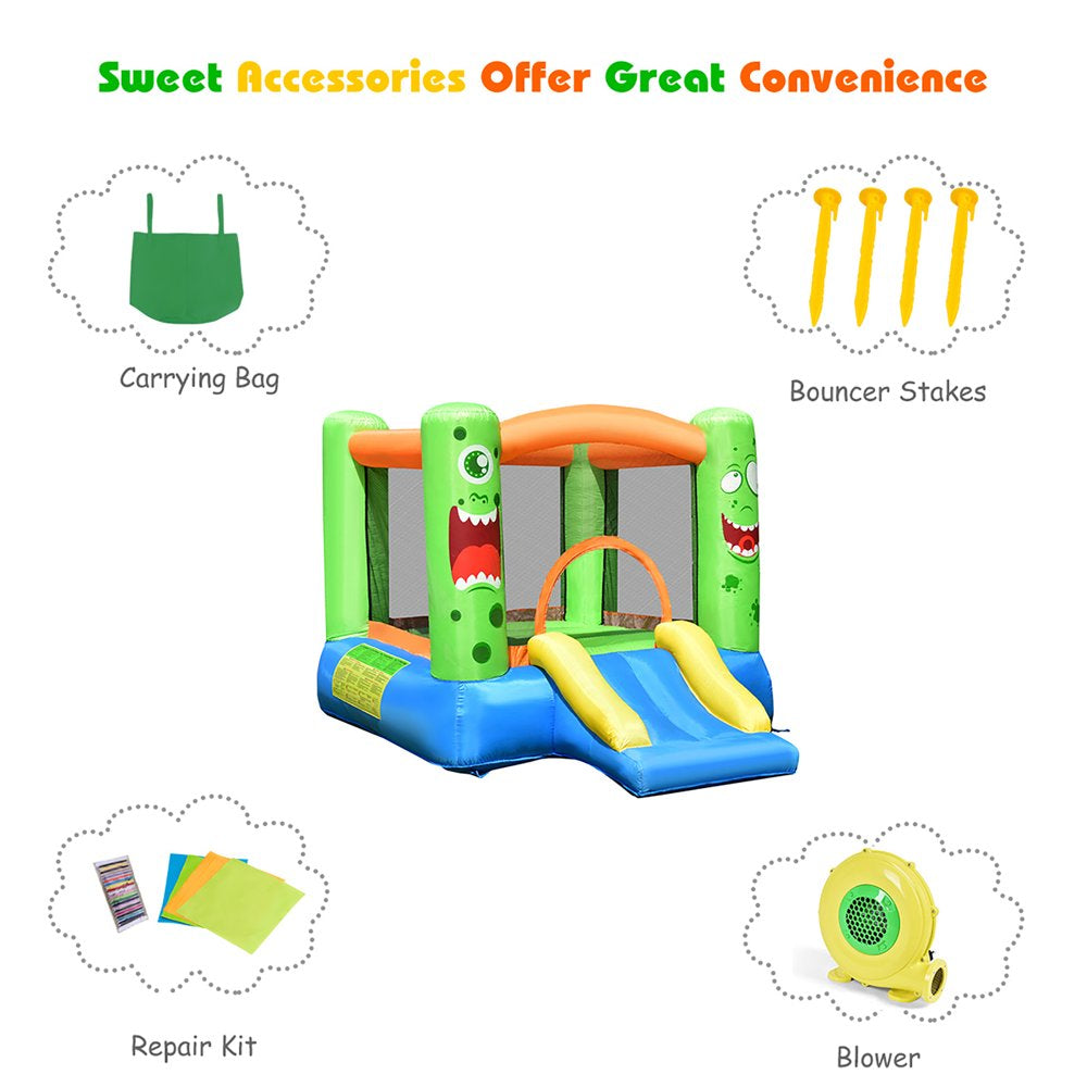 Costway Kids Playing Inflatable Bounce House Jumping Castle Game Fun Slider 480W Blower