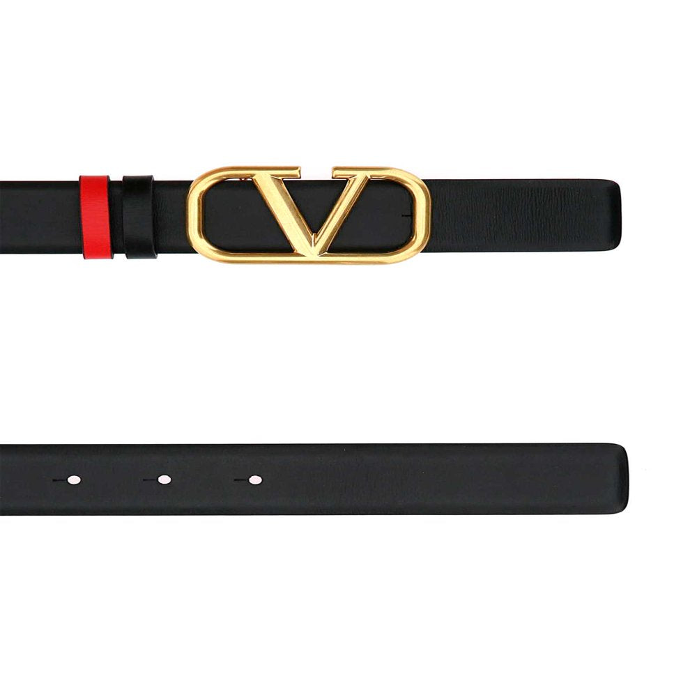 Valentino Garavani Woman Black Leather Vlogo Signature Reversible Belt