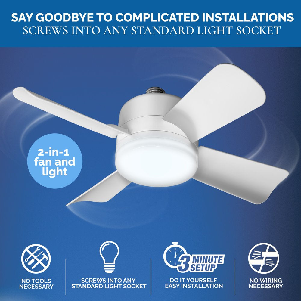 Bell and Howell Socket Fan Ceiling Fan with Light 15 Inches Fan 1000 Lumens Speed Light Control