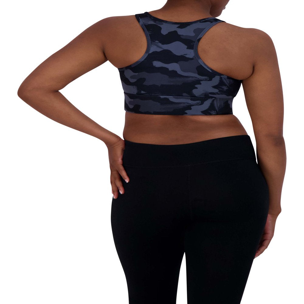 Reebok Women's Gravity Long Line Camo Print Sports Bra with Removable Cups