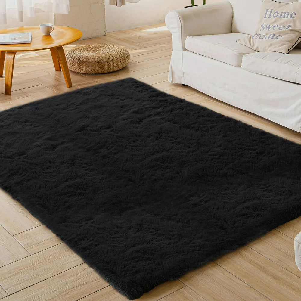 Nefoso Shag Light Gray Area Rug, 8' x 10' Soft Fluffy Area Rugs for Living Room Bedroom Kids Room Decor Carpet, Light Gray