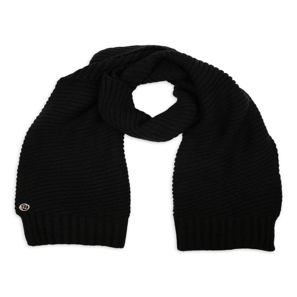 Rachel Zoe Brand Womens Diagonal Rib Knit Scarf and Beanie Style Hat 2 Piece Set