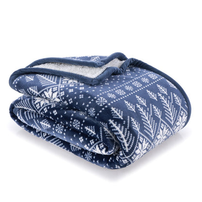 Better Homes & Gardens Reverse Faux Shearling Throw, Blue Fairisle, 50" x 60"