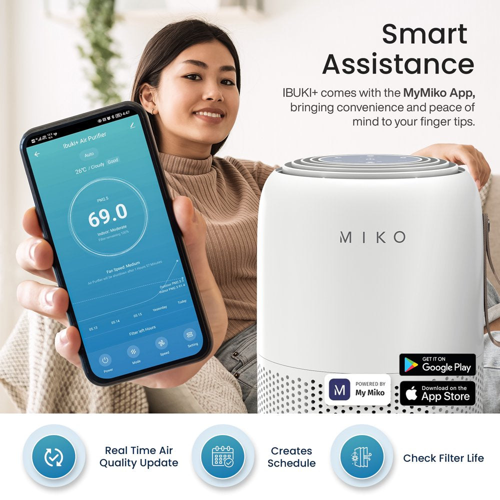 Miko Air Purifier H13 True HEPA for Large Room 1,200 Sqft