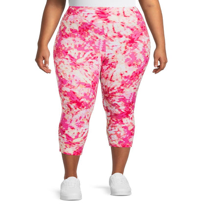  Women’S plus Size Printed Capri Leggings, 2-Pack