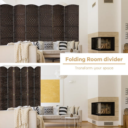 Costway 6-Panel Room Divider 6Ft Weave Fiber Folding Privacy Screen Brown