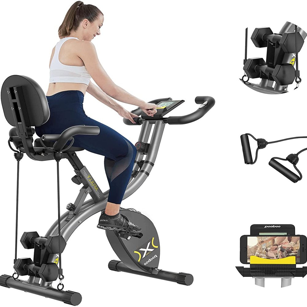  Exercise Bike Folding Stationary Cycling Bicycle Indoor Upright Recumbent Exercise Bike with LCD Monitor Maximum Weight 300lb