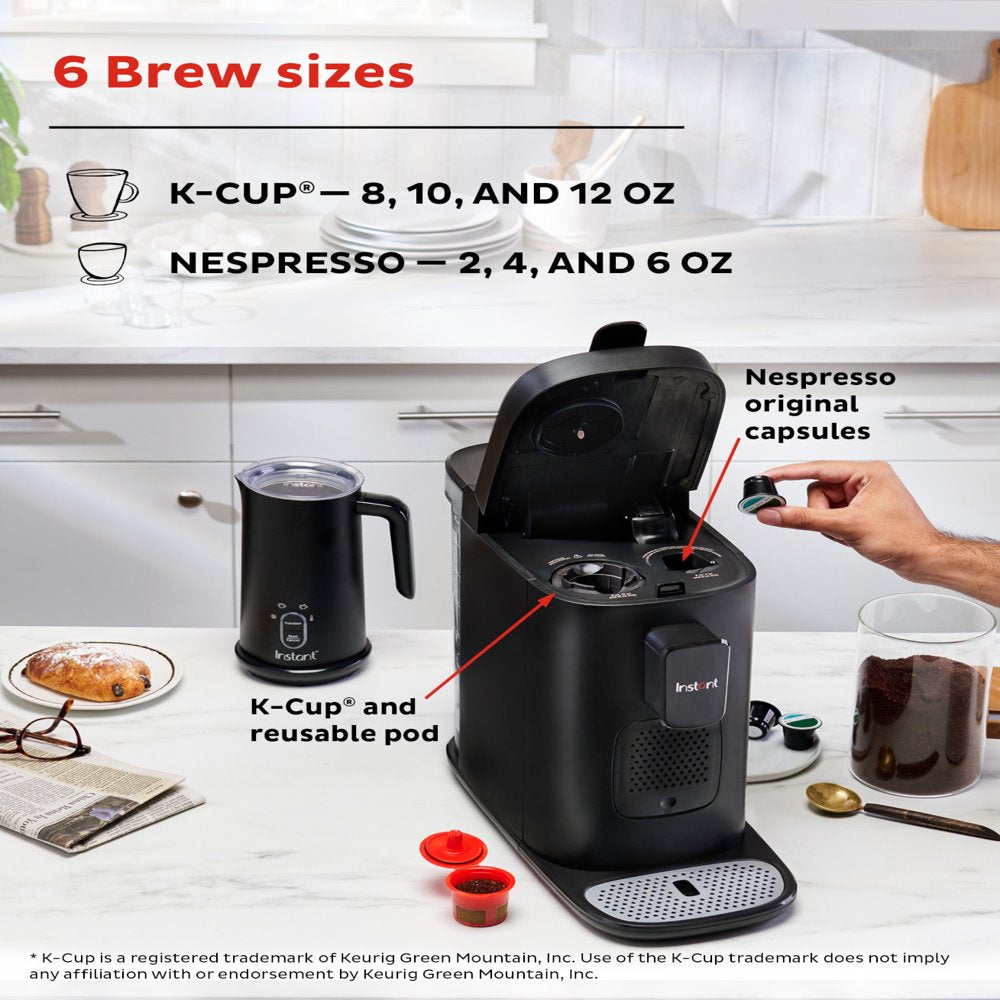 Instant Dual Pod Plus 2-in-1 Coffee Maker and Espresso Maker with Reusable Ground Coffee Pod