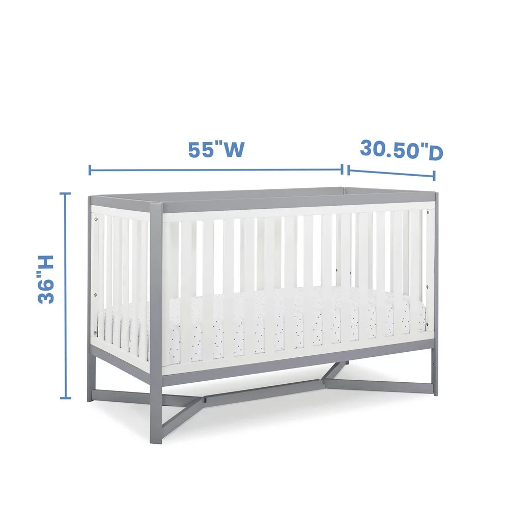 Delta Children Tribeca 4-in-1 Convertible Baby Crib, Greenguard Gold Certified, White/Grey