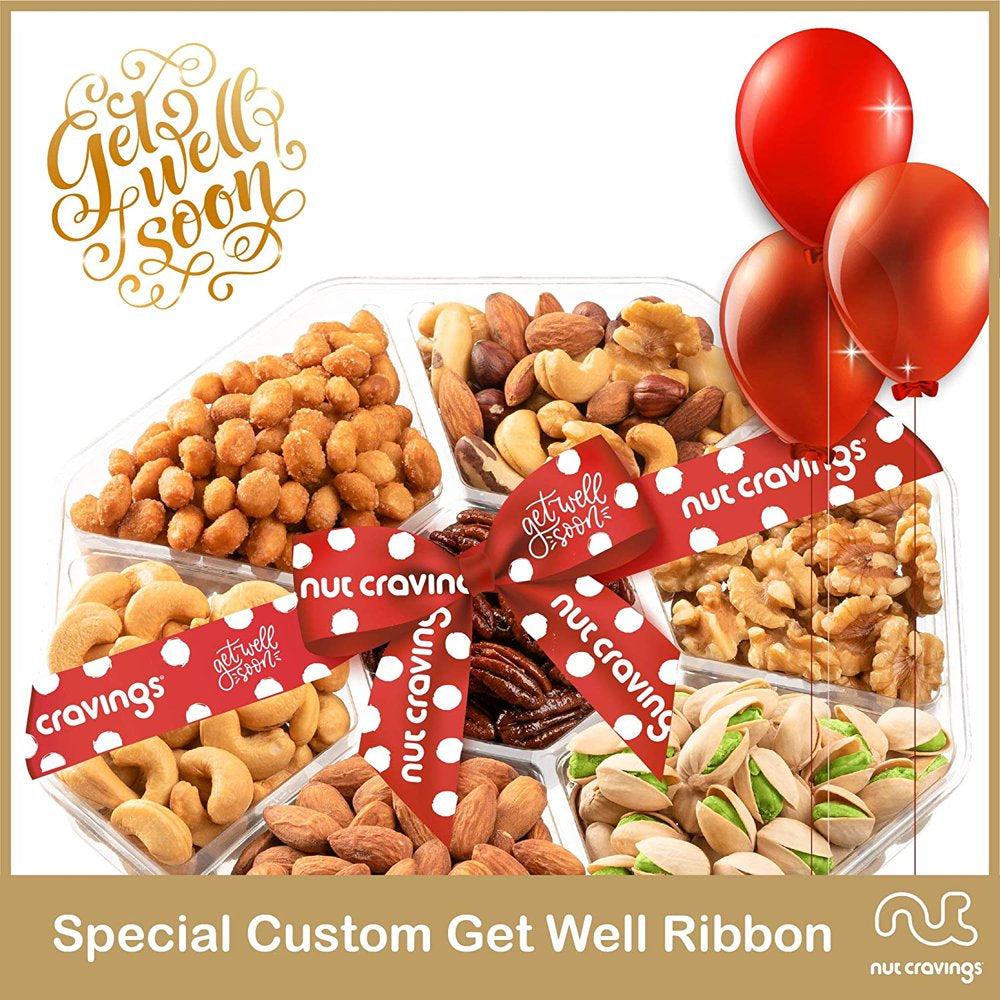 Nut Cravings Get Well Soon Gift Basket, Premium Gourmet Nuts Platter (7 Assortments)