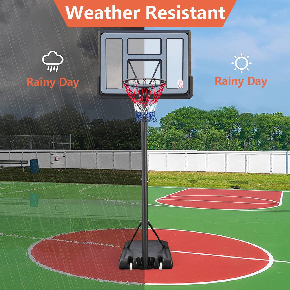 44 Inch Outdoor Basketball Hoop Stand for Adults, SEGMART 4.9FT-10FT Height Adjustable Portable