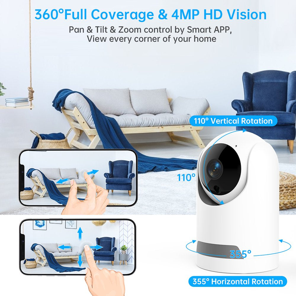 Baby Monitor, 360° Wireless 5G Nanny Cam with Safety Alerts, 4MP HD Wifi Camera for Human & Pet Detection, Home Security Camera with Two-Way Audio, Motion Tracking, IR Night Vision, Sleep Tracking