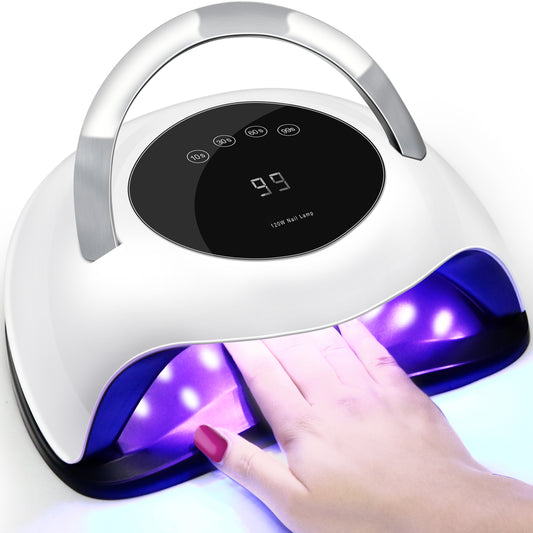 120W UV LED Nail Lamp,Portable Handle Curing Lamp for Gel Polish with 4 Timers Setting(White)